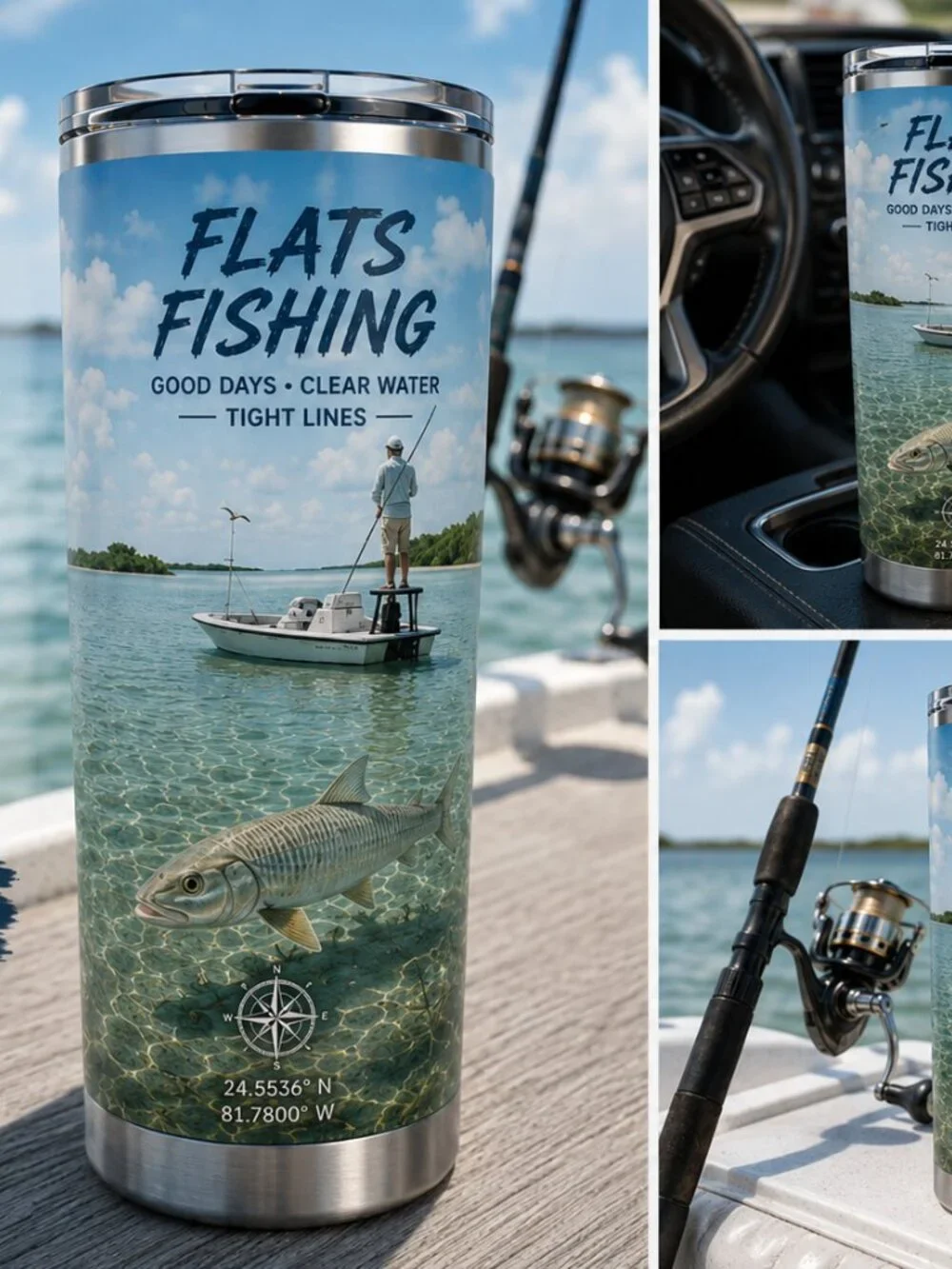 NEW! Flats Fishing 20 oz Stainless Steel Tumbler